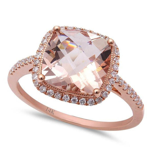 Muse Jewelry 2.73ct 14kt Rose Gold Morganite & Round Diamond Engagement Ring Size 6.5
