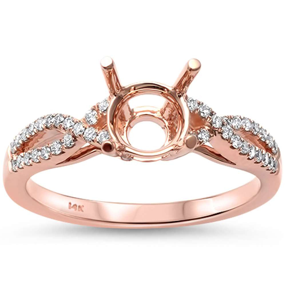 Muse Jewelry .20ct F SI1 14k Rose Gold Round Diamond Twisted Prong Semi Mount Ring Size 6.5