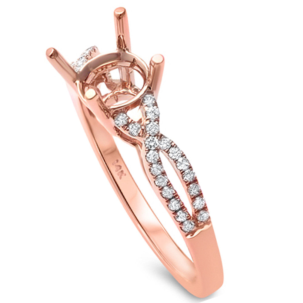 Muse Jewelry .20ct F SI1 14k Rose Gold Round Diamond Twisted Prong Semi Mount Ring Size 6.5