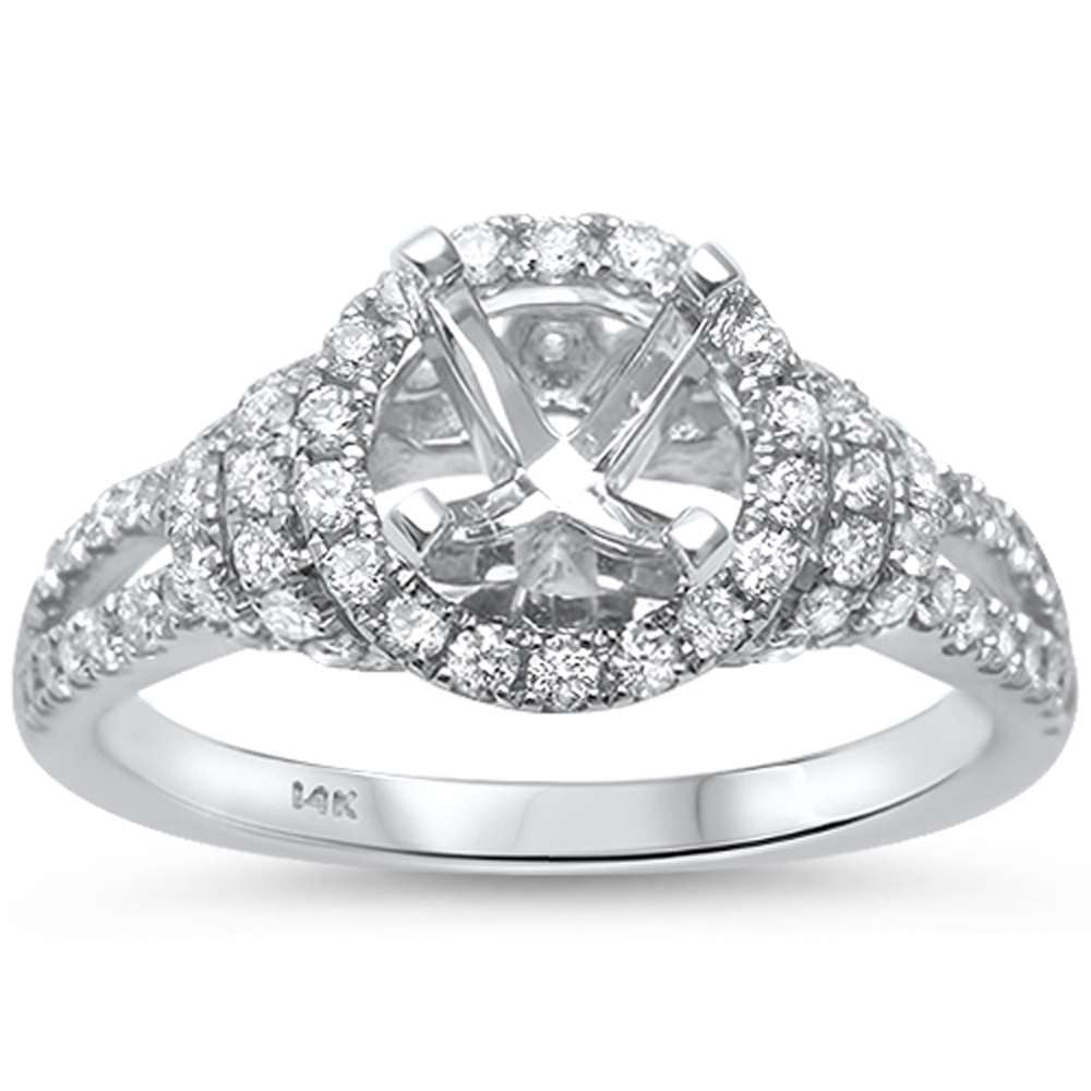 Muse Jewelry .63ct F SI1 14k White Gold Round Diamond Halo Semi Mount Ring Size 6.5