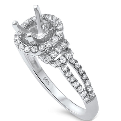 Muse Jewelry .63ct F SI1 14k White Gold Round Diamond Halo Semi Mount Ring Size 6.5