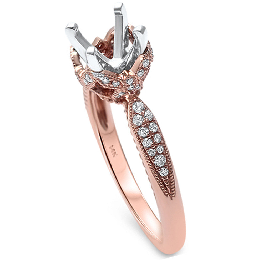 Muse Jewelry .25cts 14k Rose Gold F SI Round Diamond Semi Mount Ring Size 6.5