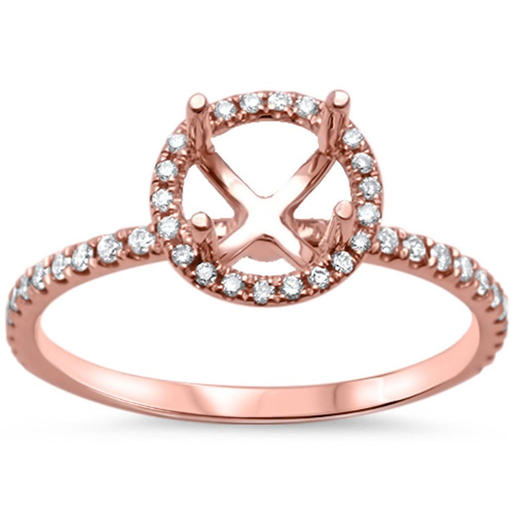 Muse Jewelry .22ct 14k Rose Gold F SI Halo Diamond Semi Mount Ring Size 6.5