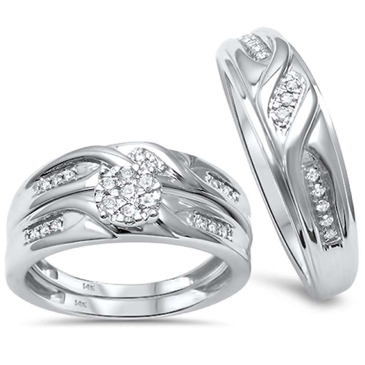 Muse Jewelry .27ct G SI 14kt White Gold His and Hers Diamond Ring Matching Set