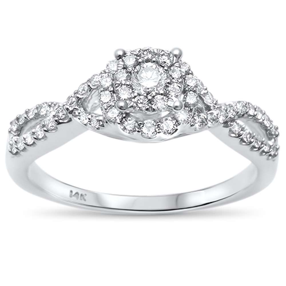 Muse Jewelry .43ct G SI 14kt White Gold Round Twisted Band Engagement Promise Ring Size 6.5