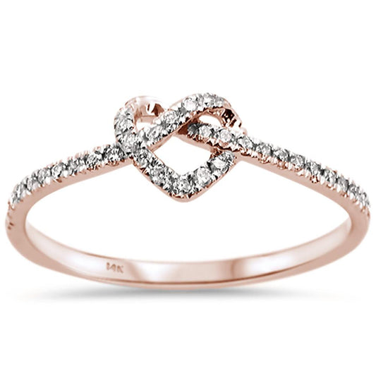 Muse Jewelry .16ct 14k Rose Gold Twisted Heart Infinity Diamond Ring Size 6.5