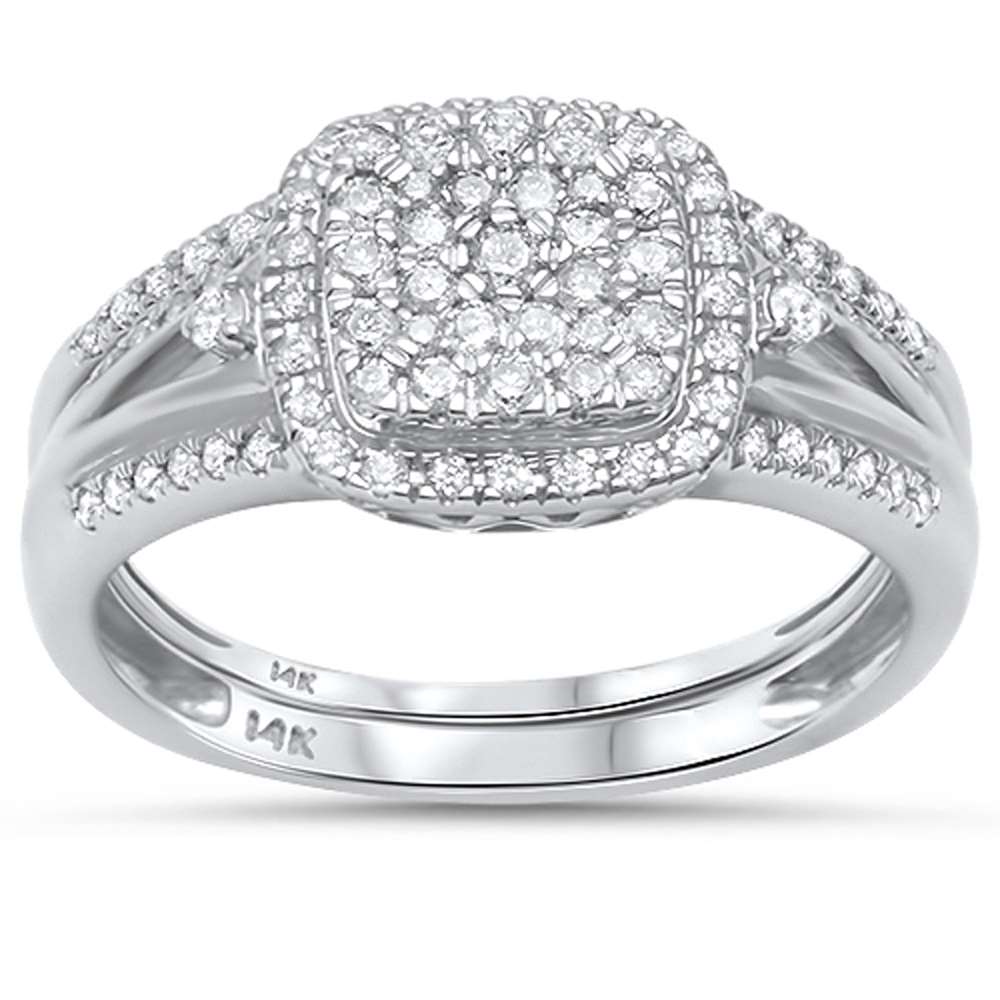 Muse Jewelry .50ct G SI 14kt White Gold Square Engagement Solitaire Diamond Bridal Set