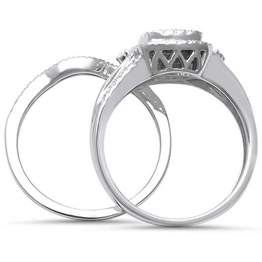 Muse Jewelry .50ct G SI 14kt White Gold Square Engagement Solitaire Diamond Bridal Set