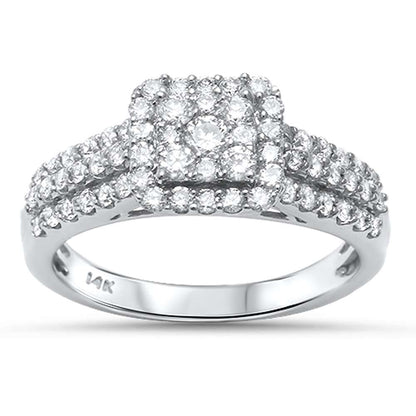 Muse Jewelry .88ct 14kt White Gold Square Diamond Engagement Promise Ring Size 6.5