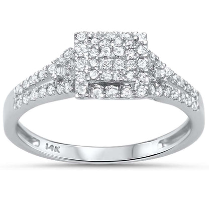 Muse Jewelry .53ct G SI 14kt White Gold Square Engagement Solitaire Diamond Ring Size 6.5