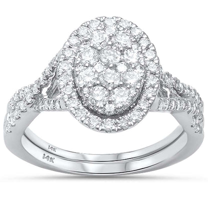 Muse Jewelry 1.04ct G SI 14kt White Gold Oval Engagement Solitaire Diamond Ring Bridal Set