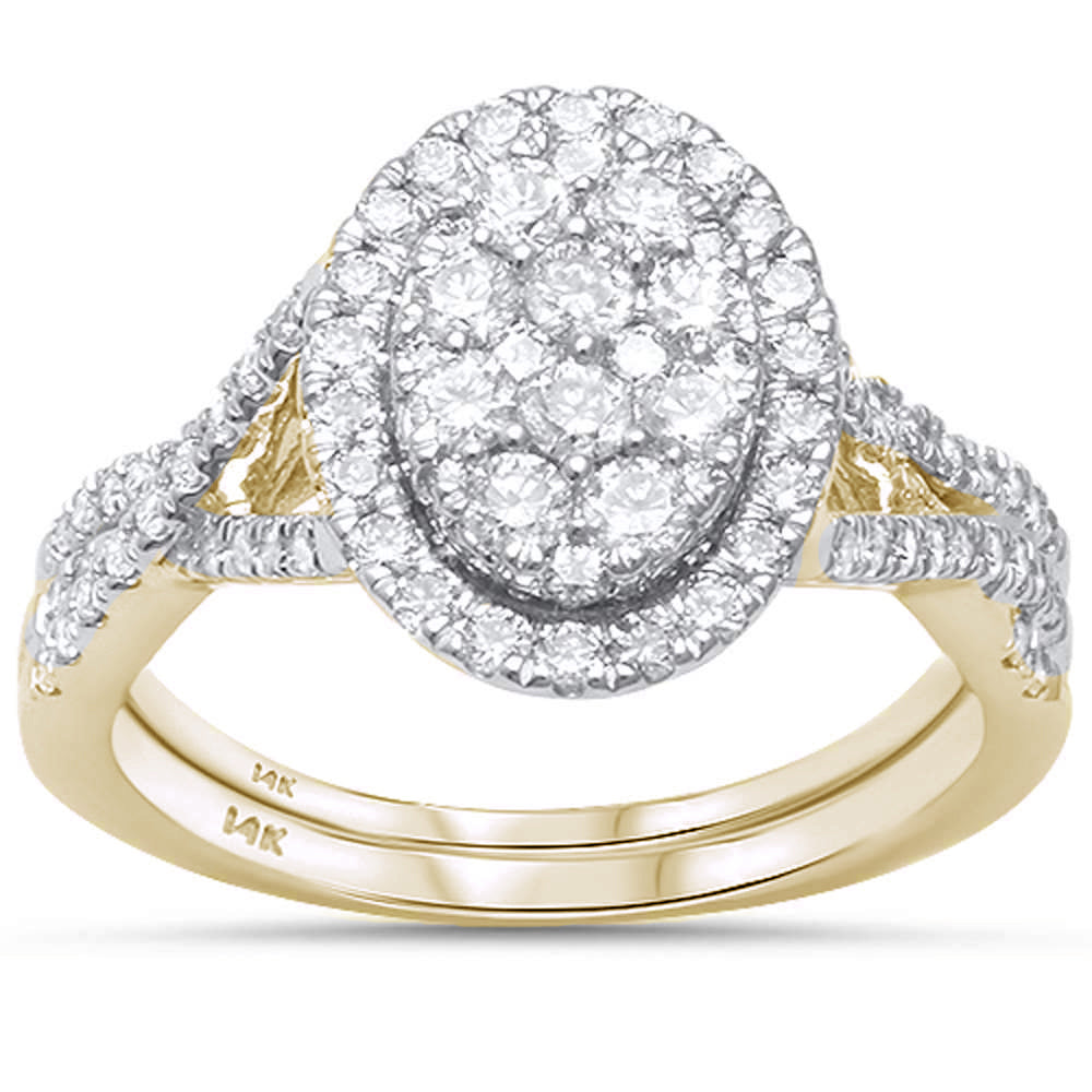 Muse Jewelry 1.02ct 14k Yellow Gold Oval Diamond Engagement Ring Bridal Set Size 6.5