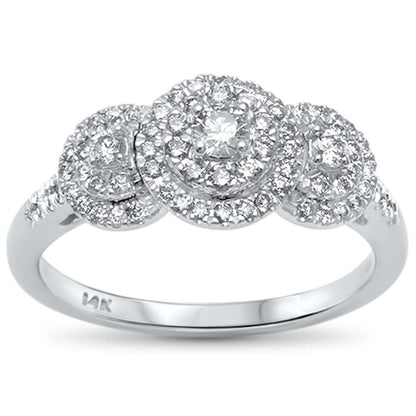 Muse Jewelry .50ct G SI 14kt White Gold Round Three Stone Engagement Solitaire Ring Size 6.5