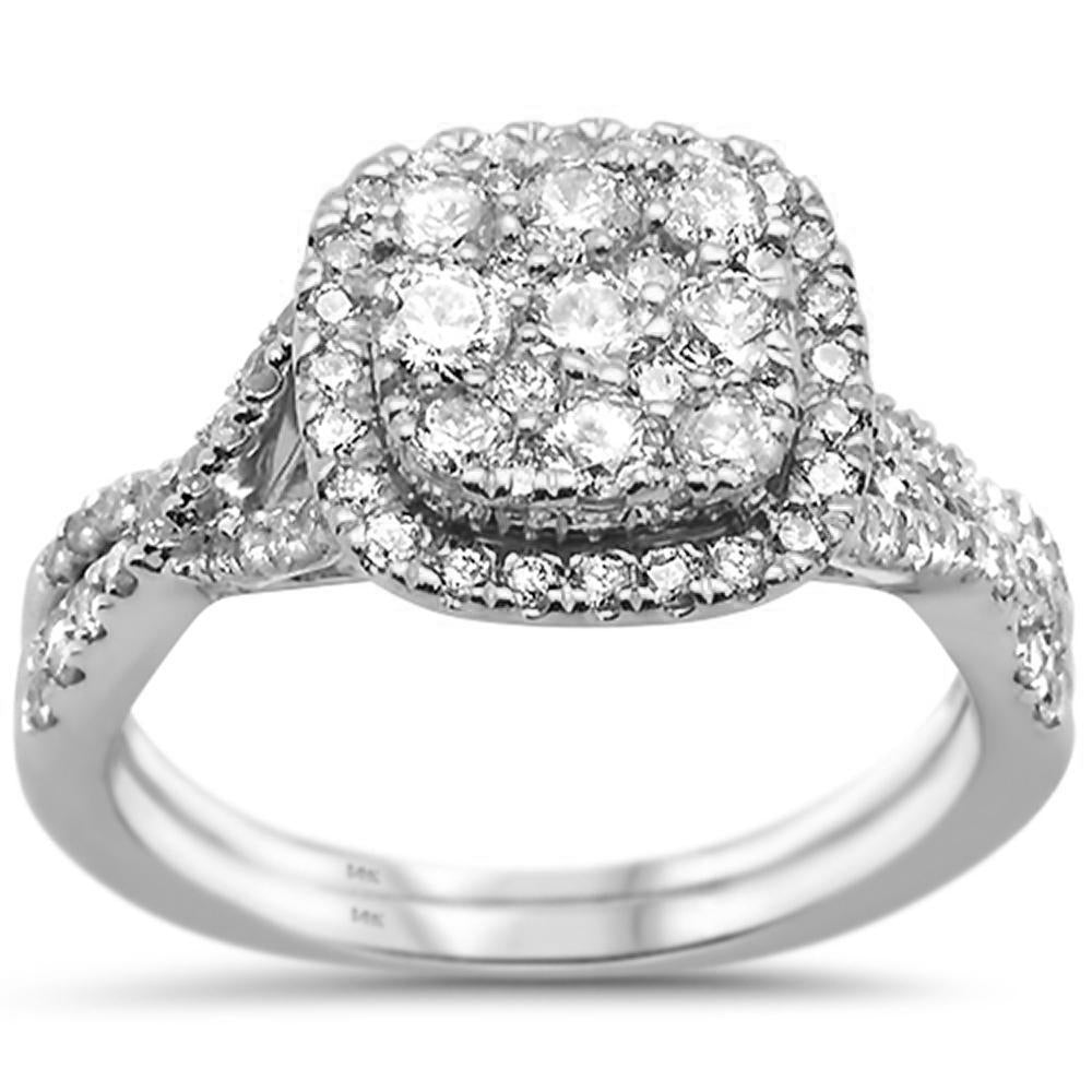 Muse Jewelry .99ct 14k White Gold Square Diamond Engagement Wedding Ring Size 6.5