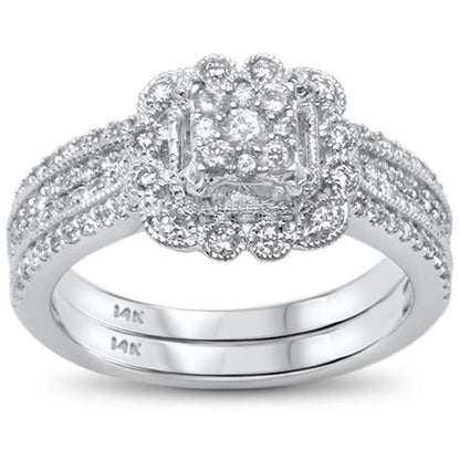 Muse Jewelry .65ct G SI 14kt White Gold Square Diamond Engagement Bridal Set Ring Size 6.5
