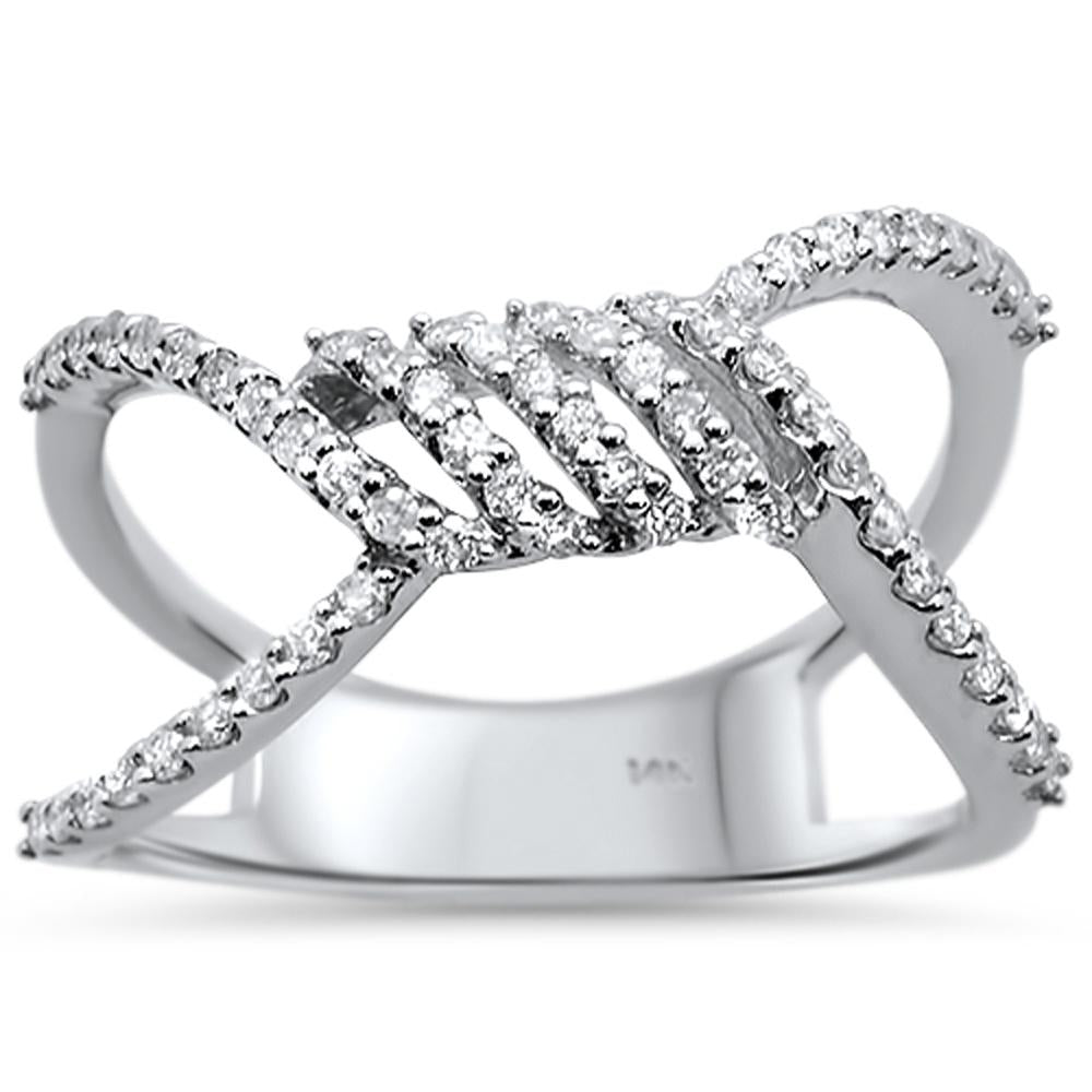 Muse Jewelry .33cts 14k White gold Modern Unique Diamond Ring Size 6.5