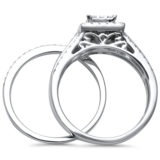 Muse Jewelry .77ct G SI 14kt White Gold Princess Diamond Engagement Bridal Set Ring Size 6.5