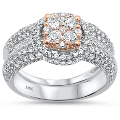 Muse Jewelry 1.53ct 14k Two tone Gold Diamond Engagement Bridal Ring Set Size 6.5