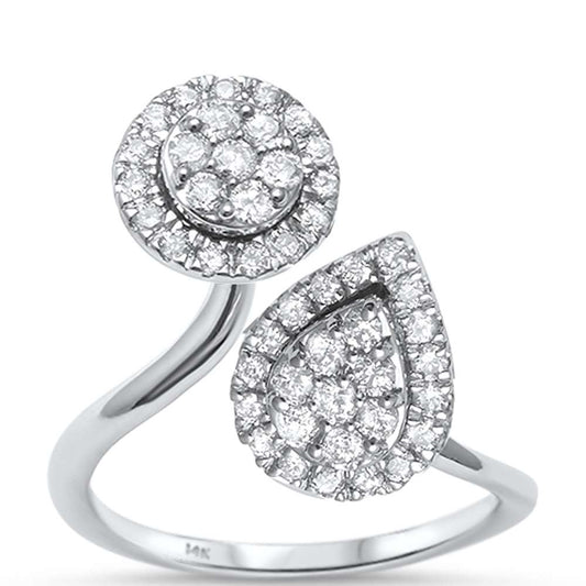 Muse Jewelry .72ct 14kt White Gold Modern Trendy Open Diamond Ring Size 6.5