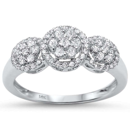 Muse Jewelry .51ct 14kt White Gold Round Diamond Three Stone Engagement Aniversary Ring