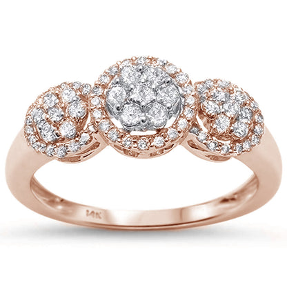 Muse Jewelry .51cts 14k Rose Gold Diamond Three Stone Engagement Ring Size 6.5