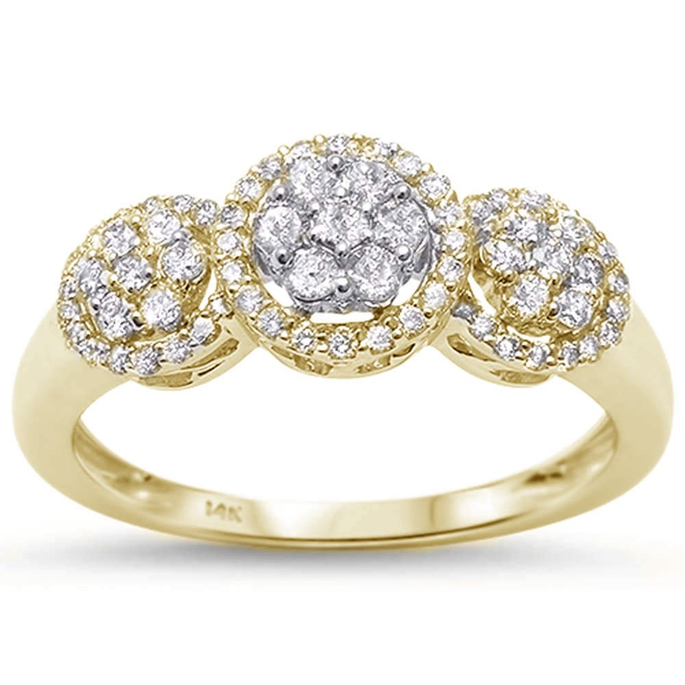 Muse Jewelry .47ct 14k Yellow Gold Diamond Three Stone Engagement Ring Size 6.5