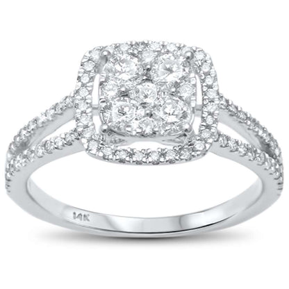 Muse Jewelry .74ct 14kt White Gold Square Diamond Engagement Halo Promise Ring Size 6.5