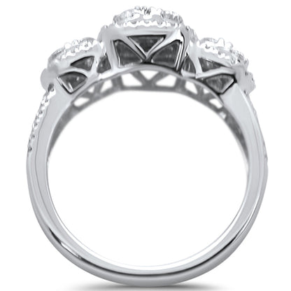 Muse Jewelry .89ct 14k White Gold Three Stone Anniversary Diamond Ring Size 6.5