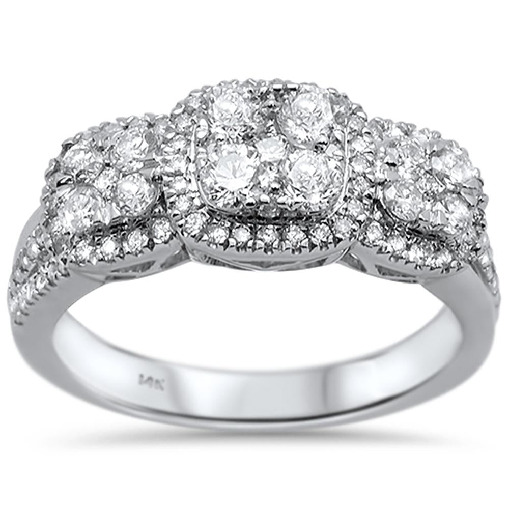 Muse Jewelry .89ct 14k White Gold Three Stone Anniversary Diamond Ring Size 6.5