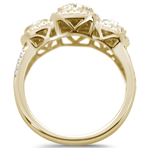 Muse Jewelry .92ct 14k Yellow Gold Three Stone Anniversary Diamond Ring Size 6.5