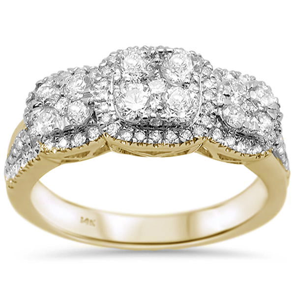 Muse Jewelry .92ct 14k Yellow Gold Three Stone Anniversary Diamond Ring Size 6.5