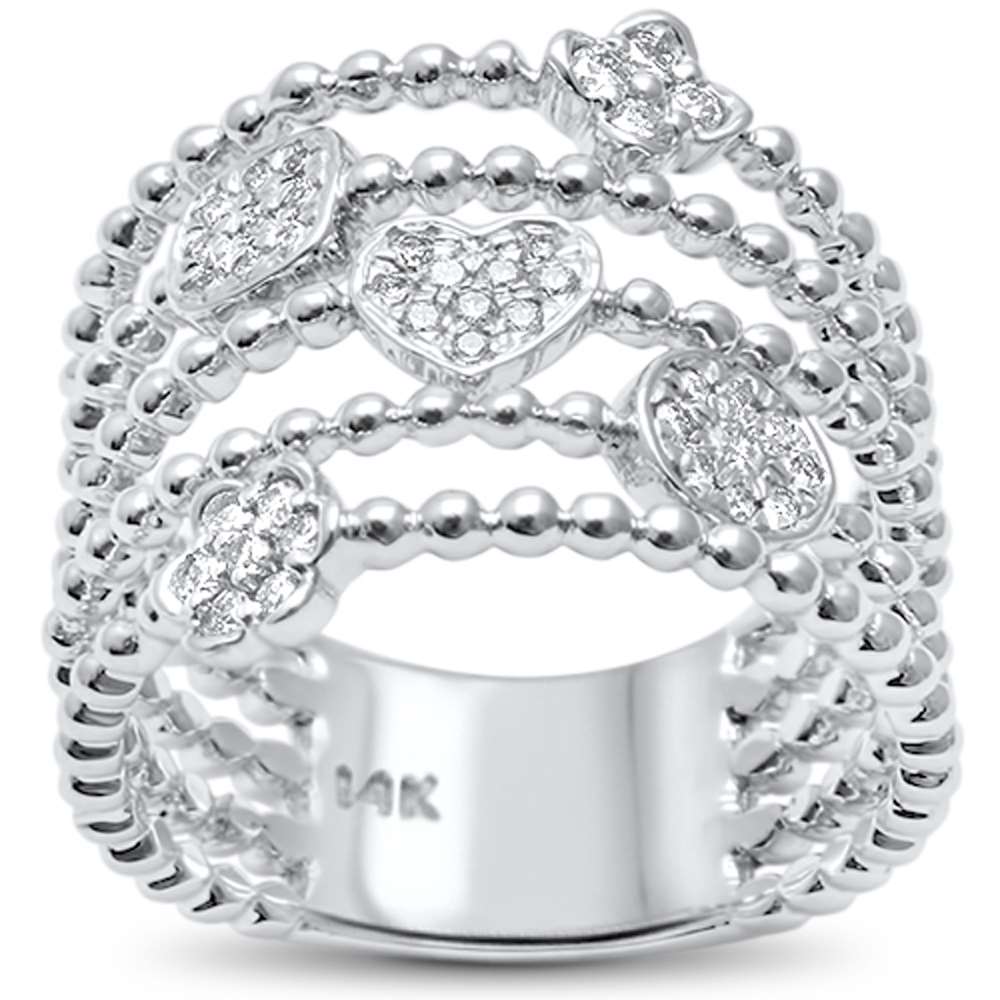 Muse Jewelry .25ct 14kt White Gold Trendy Multi Beaded Layered Diamond Ring Size 6.5