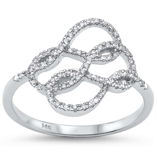 Muse Jewelry .14ct 14kt White Gold Infinity Swirl Bands Diamond Ring Size 6.5