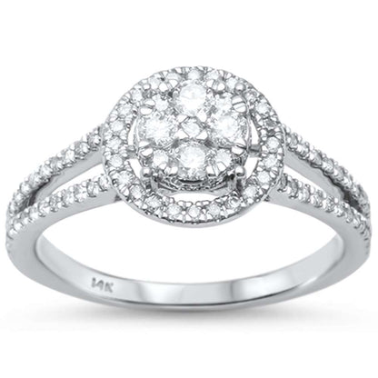 Muse Jewelry .54ct 14kt White Gold Round Halo Diamond Engagement Promise Ring Size 6.5