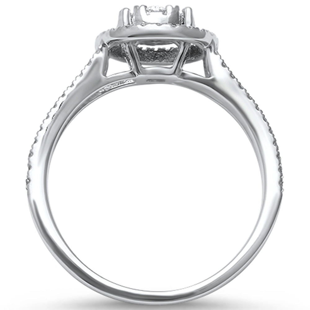 Muse Jewelry .54ct 14kt White Gold Round Halo Diamond Engagement Promise Ring Size 6.5