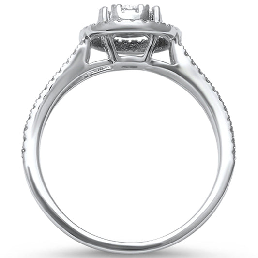 Muse Jewelry .54ct 14kt White Gold Round Halo Diamond Engagement Promise Ring Size 6.5