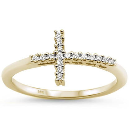 Muse Jewelry .11ct 14k Yellow Gold Diamond Sideways Cross Ring Size 6.5