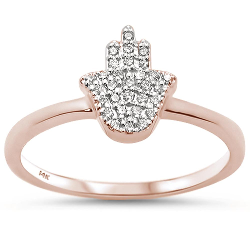 Muse Jewelry .11ct 14k Rose Gold Diamond Hand of Hamsa Chai Ring Size 6.5