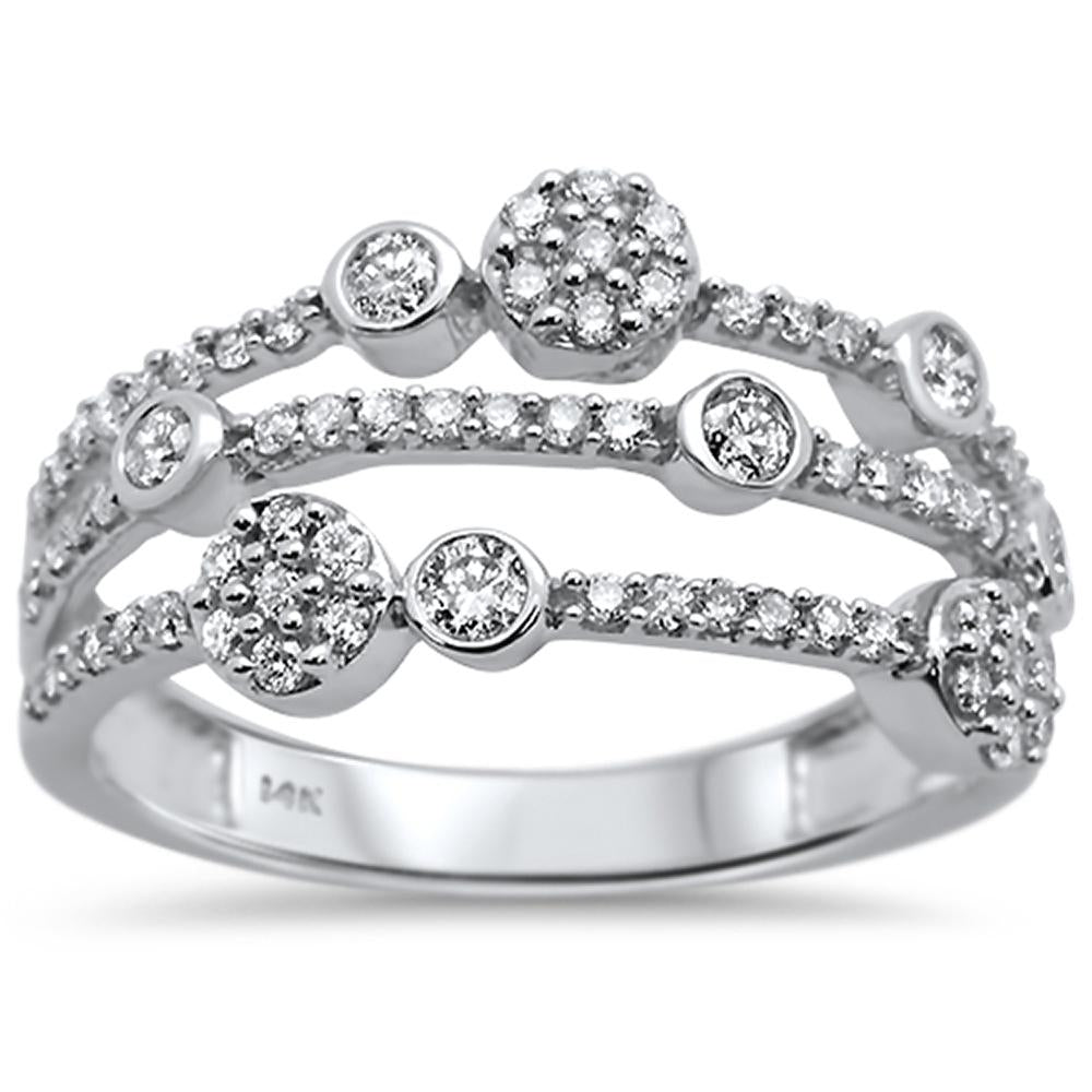 Muse Jewelry .50ct 14k White Gold Multi Layer Diamond Ring Band Size 6.5