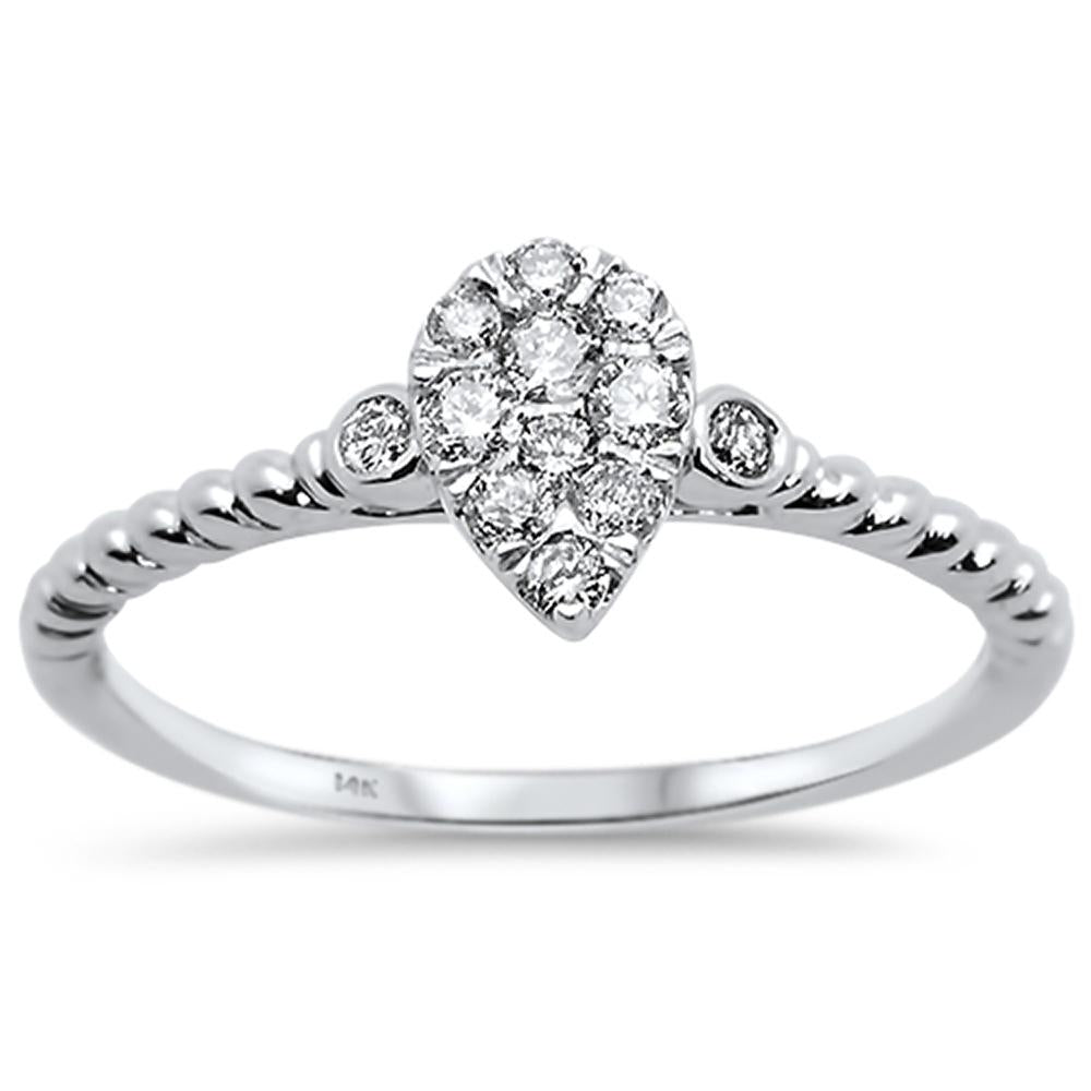 Muse Jewelry .24ct 14k White Gold Diamond Pear Shaped Solitaire Promise Ring Size 6.5