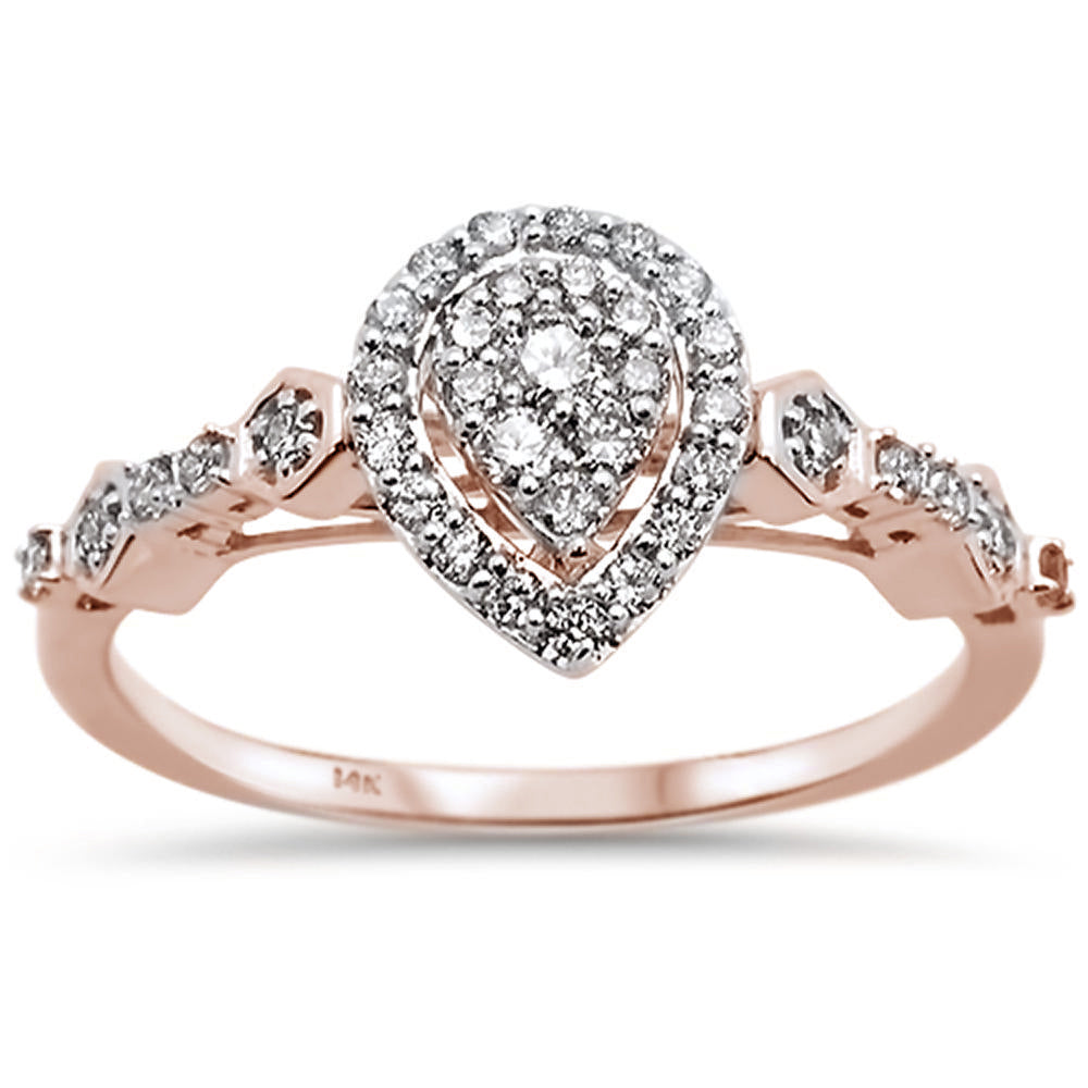 Muse Jewelry .34ct 14k Pear Shaped Rose Gold Diamond Engagement Wedding Ring Size 6.5