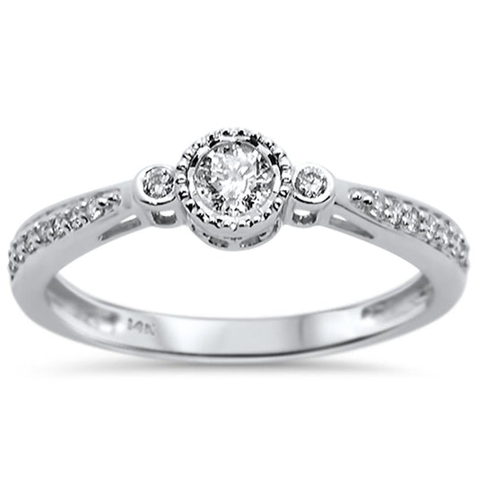 Muse Jewelry .26ct 14k White Gold Round Diamond Solitaire Promise Ring Size 6.5