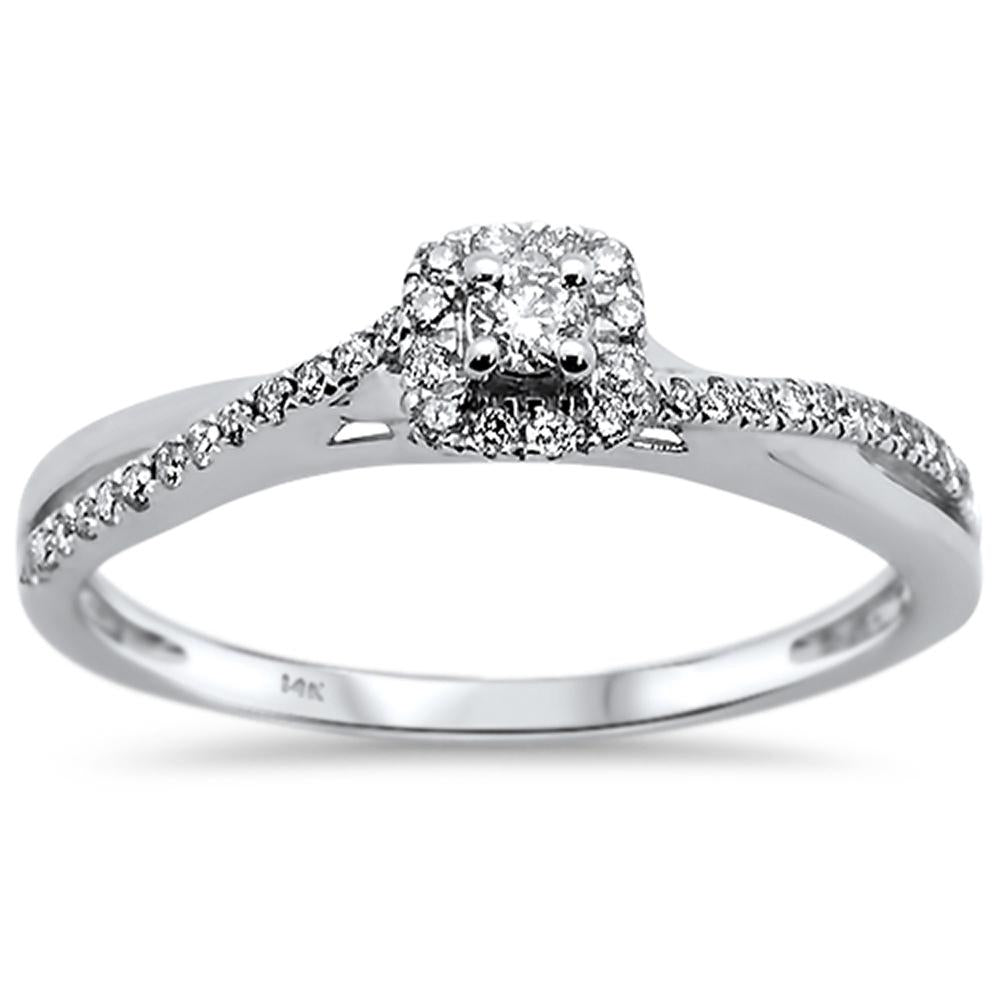 Muse Jewelry .21ct 14k White Gold Diamond Twisted prong Engagement Promise Ring Size 6.5