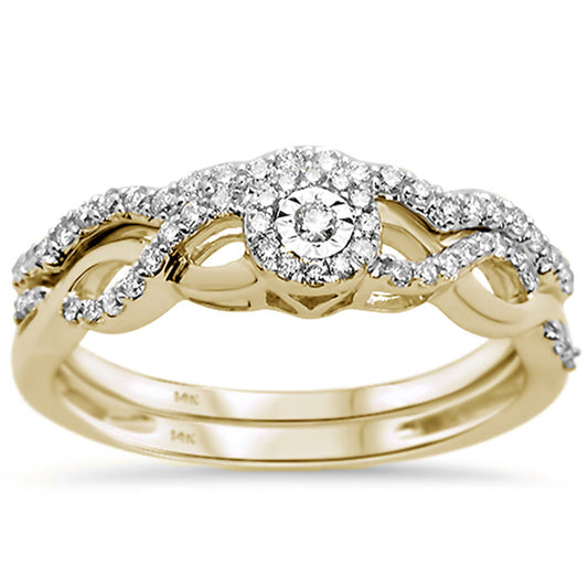 Muse Jewelry .31ct 14k Yellow Gold Diamond Infinity Band Engagement Bridal Set Size 6.5