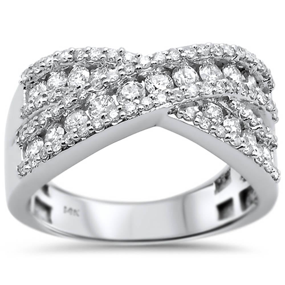 Muse Jewelry .98ct 14k White Gold Criss Cross Statement Diamond Ring 6.5