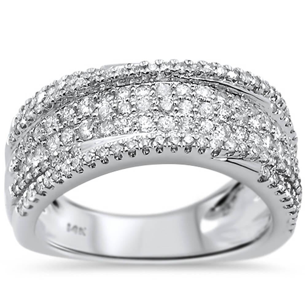 Muse Jewelry .94ct 14k White Gold Statement Band Diamond Ring Size 6.5