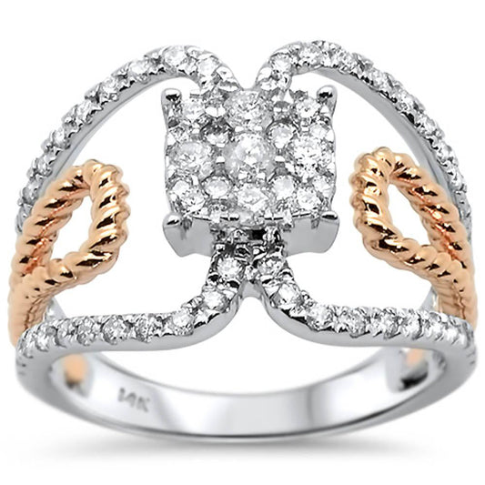 Muse Jewelry .92ct 14k Two Tone Statement Modern Diamond Rinze 6.5