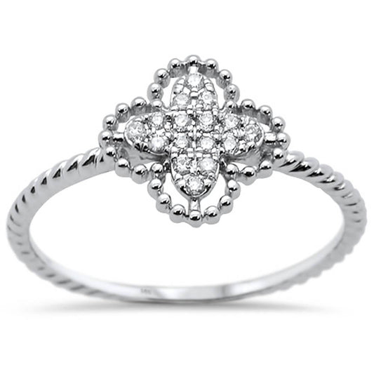 Muse Jewelry .09ct 14k White Gold Quatrefoil Flower Diamond Ring Size 6.5