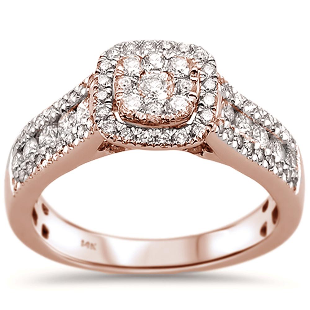 Muse Jewelry .91ct 14k Rose Gold Square Diamond Engagement Ring Size 6.5