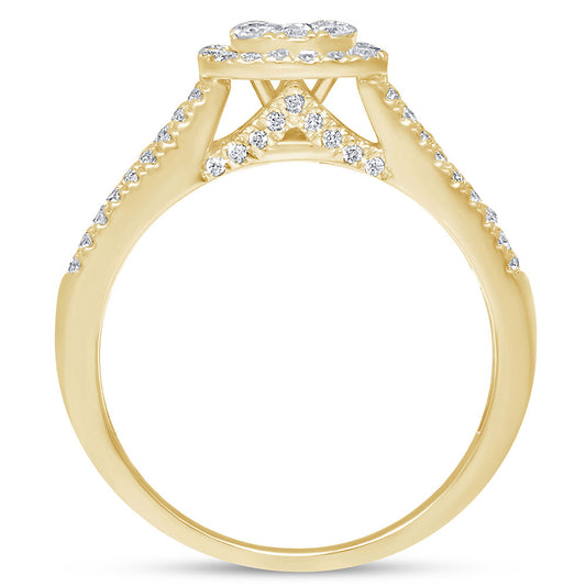 Muse Jewelry .95ct 14k Yellow Gold Square Diamond Engagement Ring Size 6.5